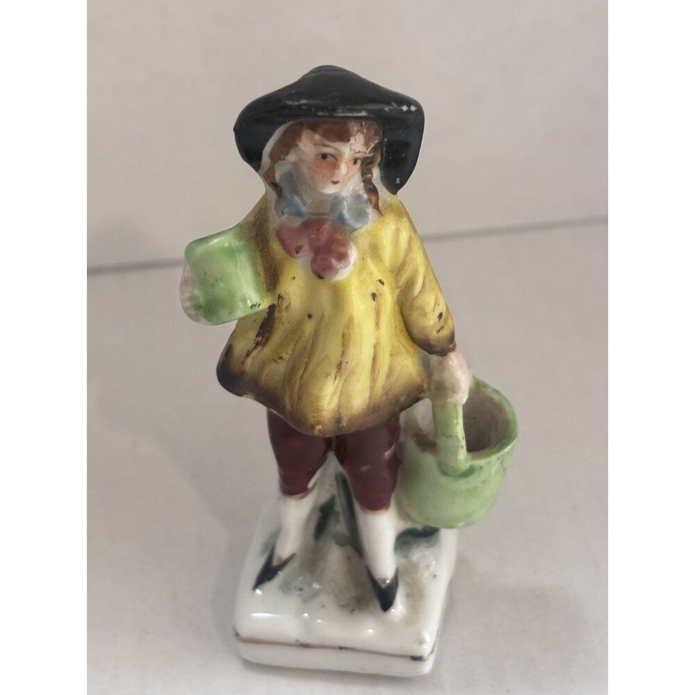 Bone China Vintage Boy With Water Pail 3” Made In Japan - Sold AS-IS SEE PHOTOS
